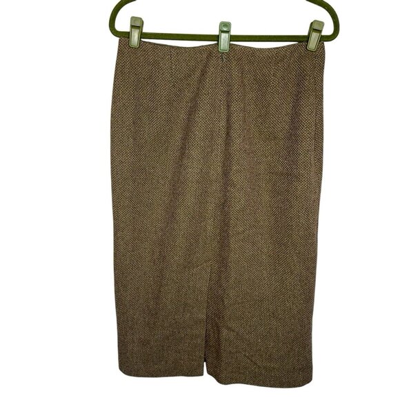 Vtg Lauren Ralph Lauren Wool Tweed Skirt Sz 12 Olive Green Beige Lined A Line - Picture 4 of 9